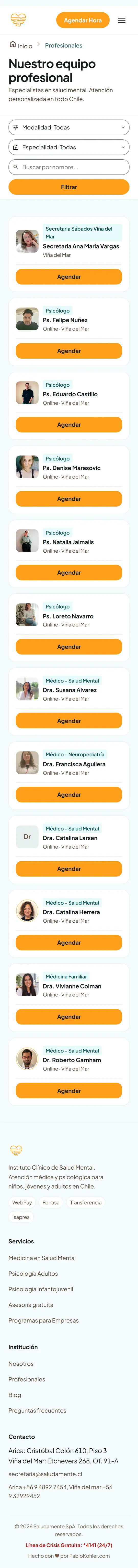 Directory of professionals on a phone
