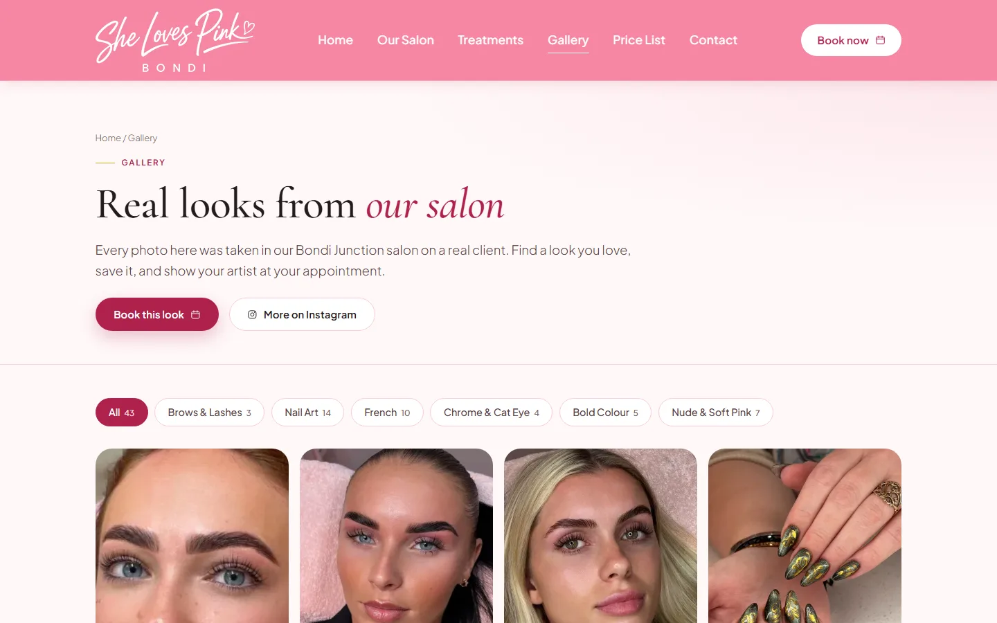 Gallery page with real client work